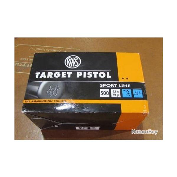 Lot de 500 cartouches RWS Target Pistol 22LR, 40 grains