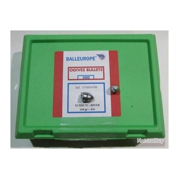lot 100 ogives Balleurope , calibre 11mm73, ogive plombs 200 grains round nose arras