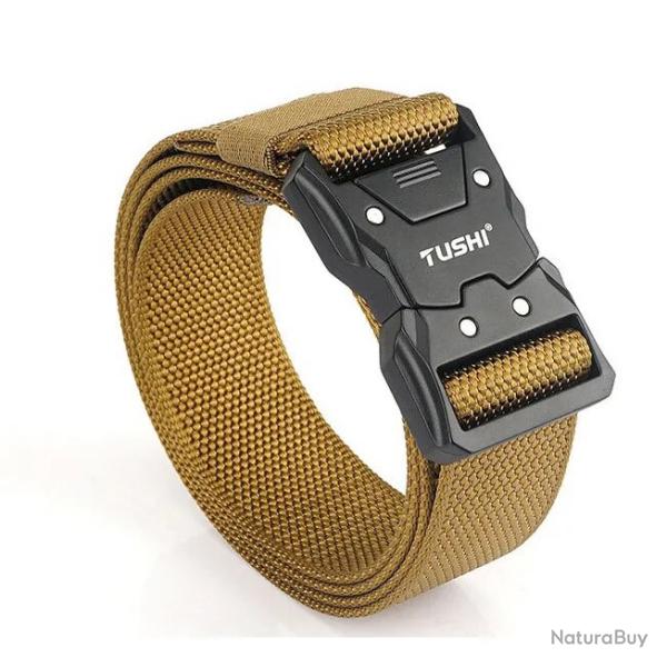 CEINTURE TACTIQUE � LIB�RATION RAPIDE - BOUCLE PRESSION - TAN