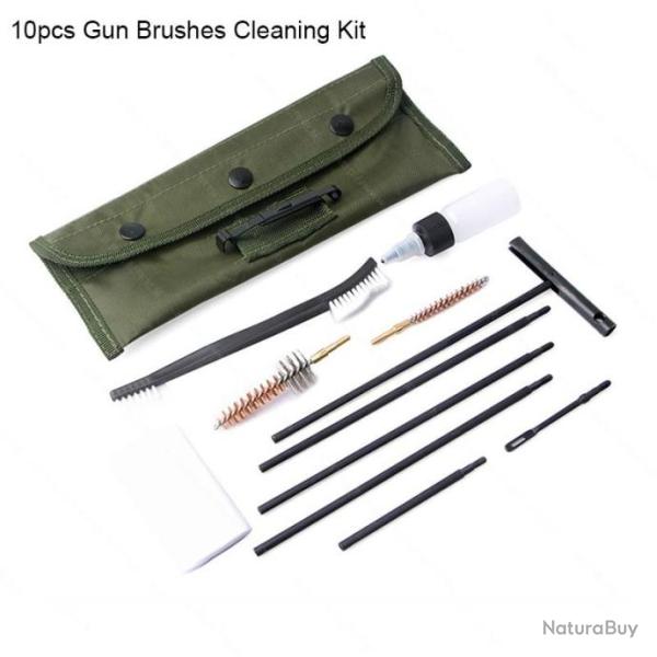 KIT DE NETTOYAGE 10 PI�CES - 5.56/22lr/223/AR15,etc BROSSES LAITON+FLACON HUILE - LIVRAISON GRATUITE