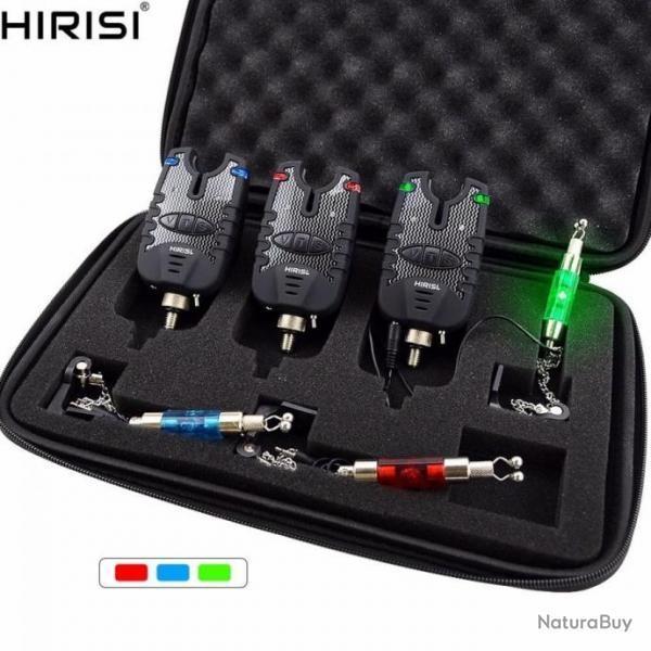 3x INDICATEURS DE TOUCHE POUR LA P�CHE � LA CARPE - D�TECTEUR DE TOUCHE P�CHE LUMINEUX ET SONORES