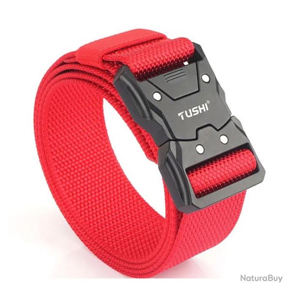 CEINTURE TACTIQUE � LIB�RATION RAPIDE - BOUCLE PRESSION - ROUGE