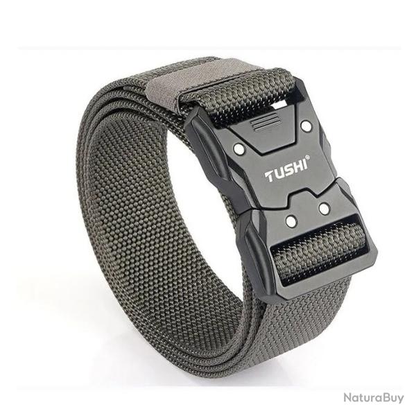 CEINTURE TACTIQUE � LIB�RATION RAPIDE - BOUCLE PRESSION - GRIS