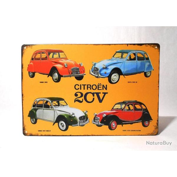 PLAQUE METAL PUBLICITAIRE CITROEN 2CV DEUDEUCHE