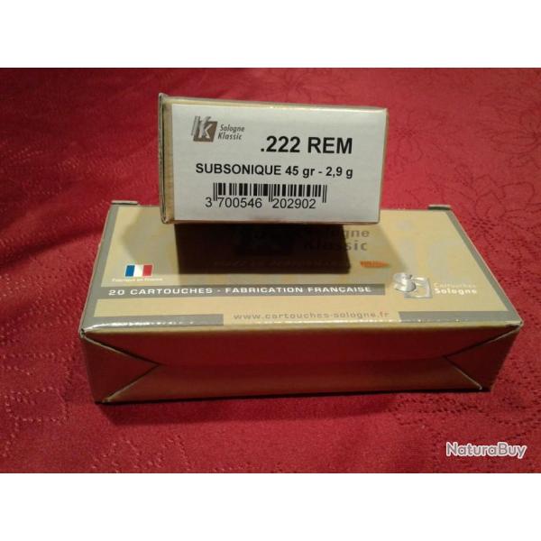 MUNITIONS SUBSONIQUES 222 REM.