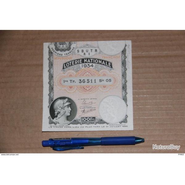 BILLETS LOTERIE 1934 GUEULES CASS�ES BLESS�S DE GUERRE