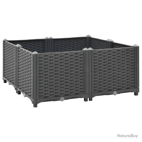 Jardini�re lit sur�lev� plantes fleurs jardin 80 x 80 x 38 cm polypropyl�ne gris fonc� 02_0000955