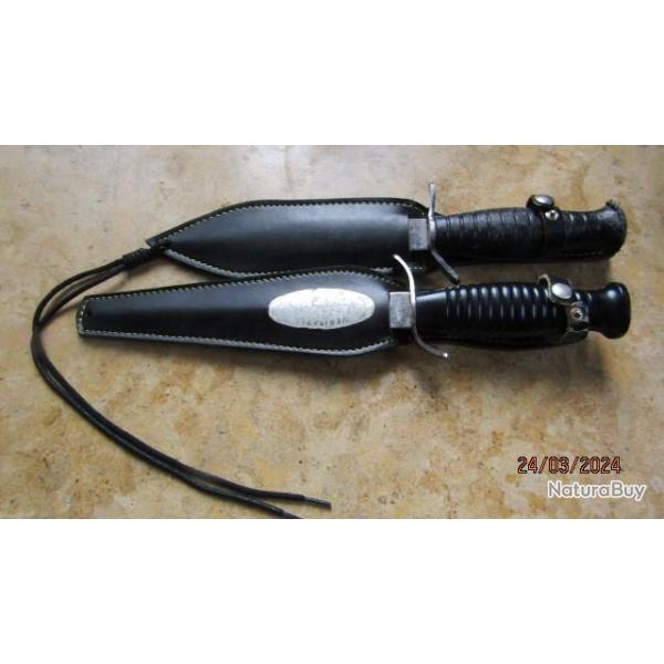 lot 2 couteau dague commando parachutiste + lanc� para de chasse guerre Alg�rie foyer INOX FRANCE