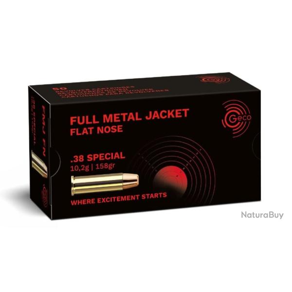 Munition Geco FMJ FN 158gr 10.2g - Cal. 38 spcial x10 boites