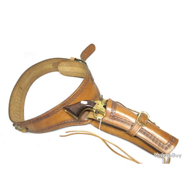 Etui cuir revolver poudre noire type western ref et 458