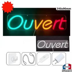 Panneau enseigne lumineuse N&eacute;on led verre acrylique &agrave; suspendre ou &agrave; poser Ouvert magasin cbd