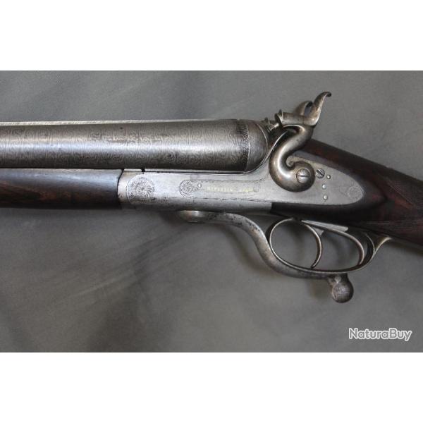 Fusil de chasse  canons juxtaposs calibre 10  percussion centrale et chiens extrieurs - Fin 19m
