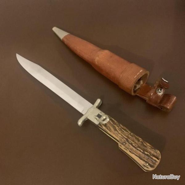 RARE ANTON WINGEN JR SOLINGEN GERMANY ROSTFREI Couteau Pliant de Chasse Allemand