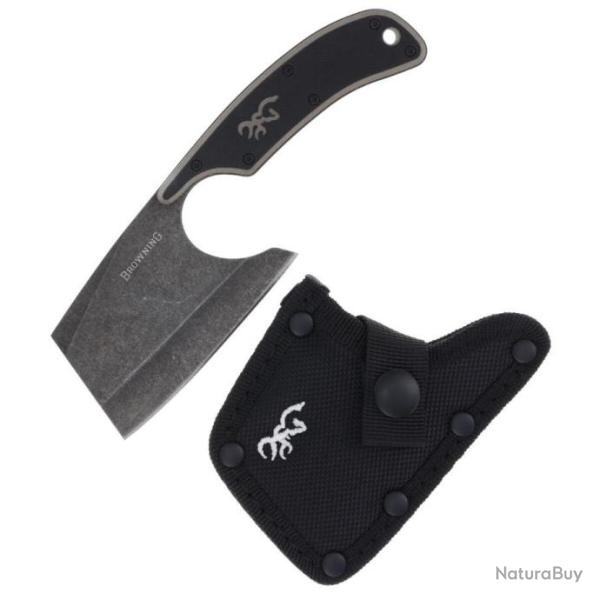 Couteau Couperet Browning Cutoff Camp Cleaver Lame Acier 9Cr14MoV Manche Black/Tan G10 Etui BR0322B