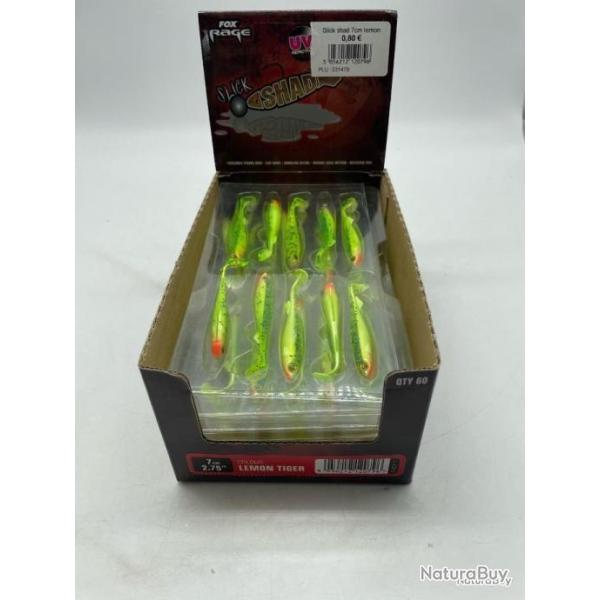 Leurre souple Fox rage slick Shad 7cm Lemon tiger