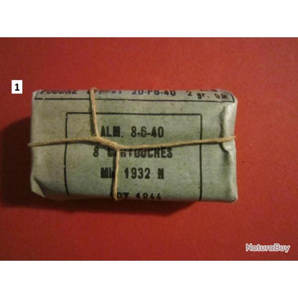 paquet de 8 cartouches  8mm LEBEL neuf d'�poque - 1