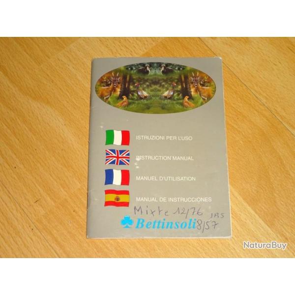 notice origine fusils MIXTE BETTINSOLI ( en Fran�ais) - VENDU PAR JEPERCUTE (J2A148)