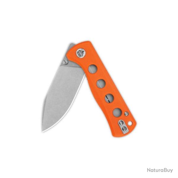 Couteau QSP Canary Orange Folder Lame Acier 14C28N Stonewash Manche G10 IKBS Linerlock Clip QS150B1