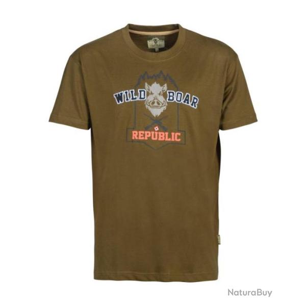 TEE SHIRT PERCUSSION WILD BOAR REPUBLIC II  -  KAKI - TAILLE 2XL