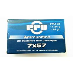 PPU Cartouches Calibre 7x57 FMJBT 175grs - Boite de 20 unit&eacute;s