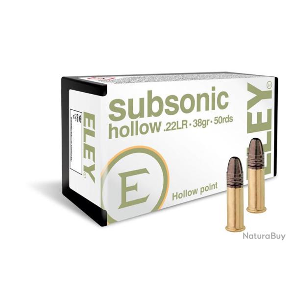Cartouches ELEY Subsonic Hollow - Cal: 22LR - 38 Gr - Boite de 50 unit�s