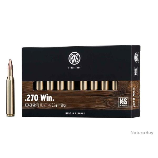 Cartouches RWS 270 Win KEGELSPITZ HUNTING 9.7g / 150gr