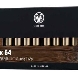 Cartouches RWS 7x64 KEGELSPITZ HUNTING 10,5g / 162gr - Boite de 20