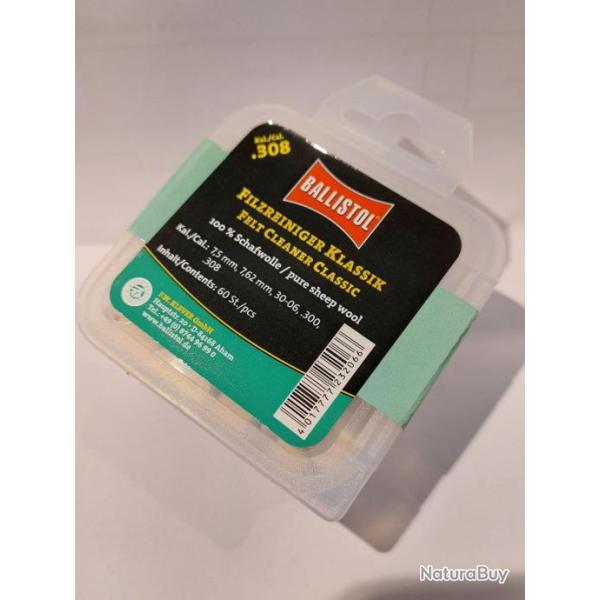 Tampon de nettoyage BALLISTOL Feutre Classique Cal. 22 - 60 Pcs