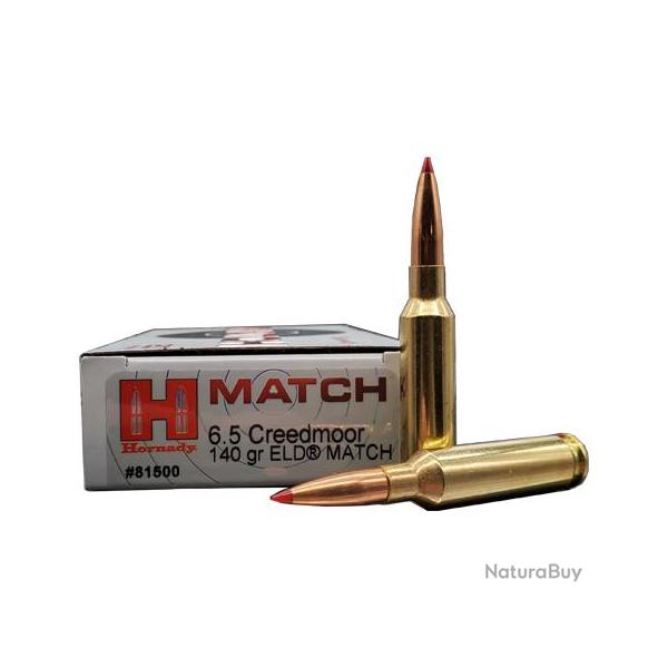 Cartouches HORNADY ELD MATCH - Cal: 6,5 CREEDMOOR - 140GRS - BOITE DE 20 UNIT�S