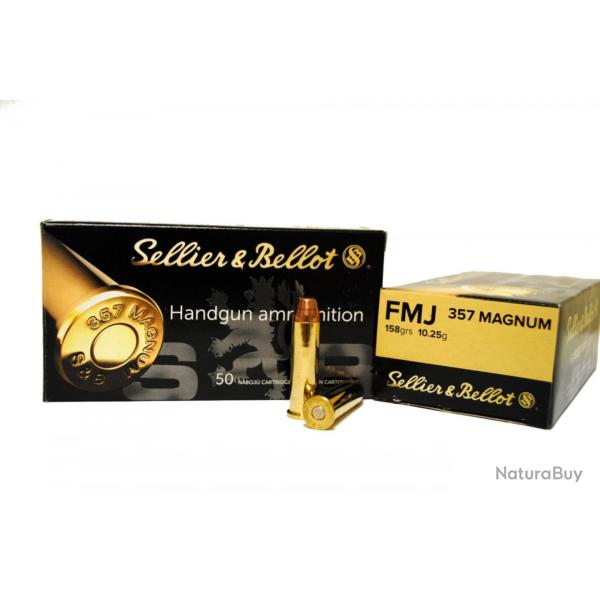 Cartouches SELLIER & BELLOT Calibre 357 MAGNUM 158grs FMJ - Boite de 50 unit�s