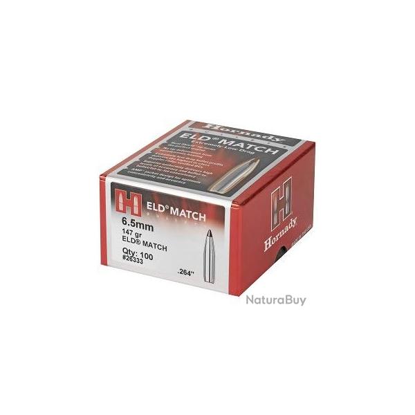 Ogives HORNADY ELD MATCH 6,5mm (.264") - 147grs - 26333 - Boite de 100 unit�s