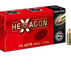 Cartouches GECO Calibre .45 ACP (.45 AUTO) HEXAGON 200grs - Boite de 50 unit&eacute;s