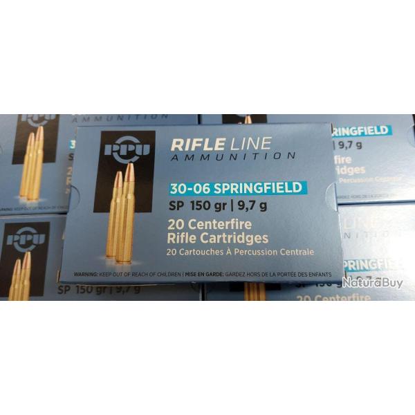 Cartouches PPU Calibre 30-06 SPRINGFIELD SP 150grs - Boite de 20 unit�s