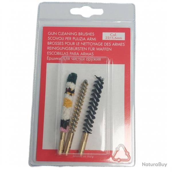 Set de 3 brosses STILCRIN - Laine/Nylon/Laiton Cal. 22/5,56mm - 1/8"
