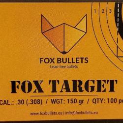 Ogives Sans Plomb Monolithiques FOX TARGET cal.308 (7.62mm) 150gr - Boite de 100 unit&eacute;s