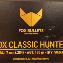 Ogives Sans Plomb Monolithiques FOX CLASSIC HUNTER cal.7mm (.284) - 130gr - Boite de 50 unit&eacute;s