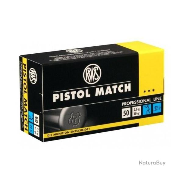 Cartouches RWS PISTOL MATCH Calibre 22LR - Boite de 50 unit�s