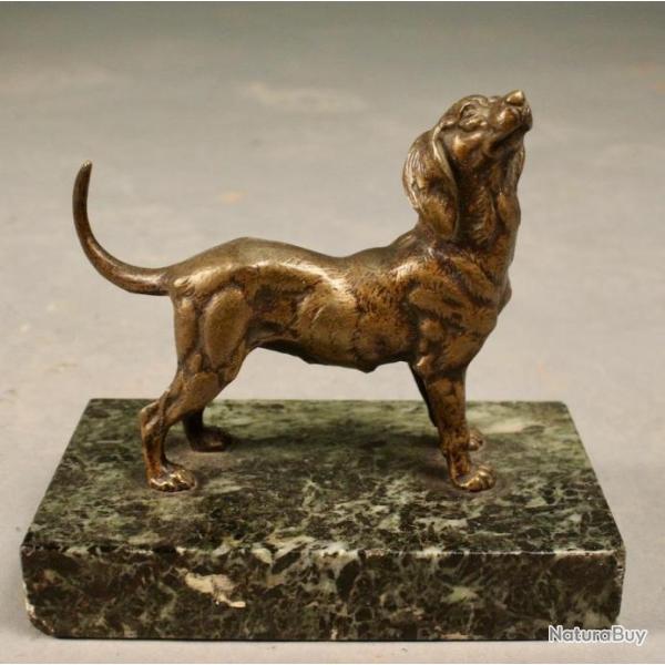 Chien De Chasse � Cour En Bronze Sur Socle Marbre