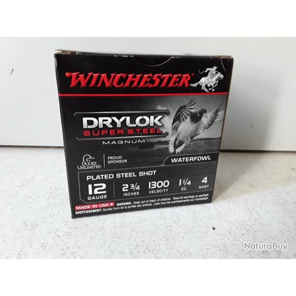 BOITE DE 25 CARTOUCHES WINCHESTER DRYLOCK SUPER STEEL MAGNUM CAL12 CH70