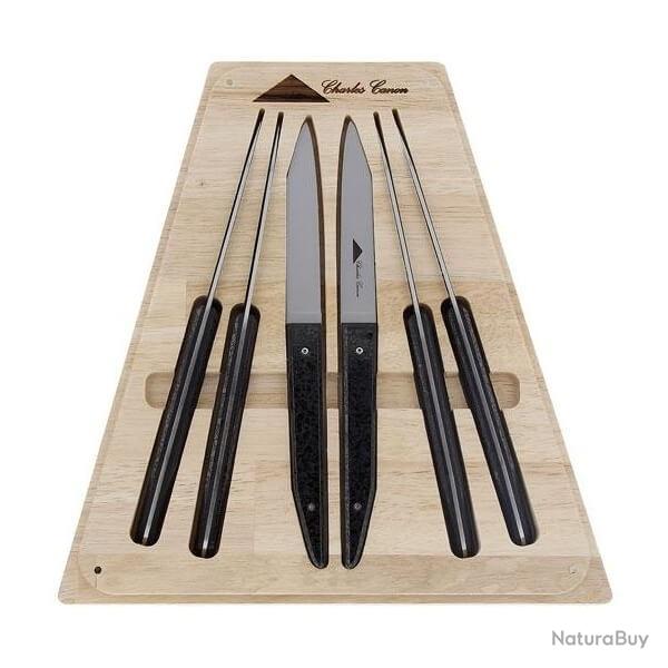 CHC.T6CHP Coffret 6 couteaux table Charles Canon manche charbon