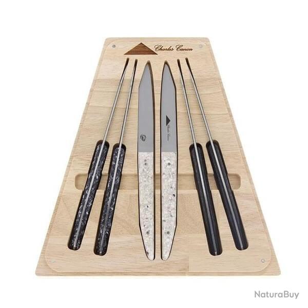 CHC.T6ASS Coffret 6 couteaux table Charles Canon manches mixtes