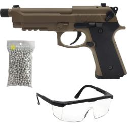 Pack r&eacute;plique airsoft M9 Mosfet &Eacute;lectrique D&eacute;sert (Cyma)