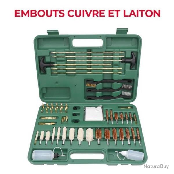 TOP AFFAIRE !! KIT DE NETTOYAGE UNIVERSEL 58 PI�CES EN LAITON ET CUIVRE + BOUTEILLES POUR HUILE