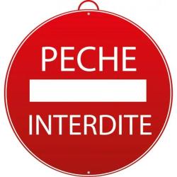 Panneau P&ecirc;che Interdite 28 Cm Rouge