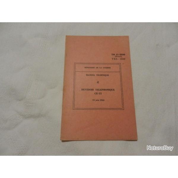 manuel technique militaire TM 11-2250 - d�vidoir t�l�phonique CE-11 19 juin 1944