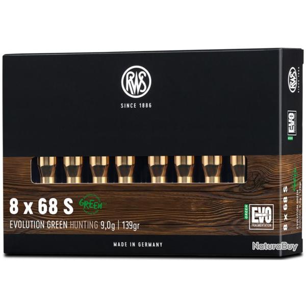CARTOUCHES RWS EVO GREEN 8X68S 139 GRS 9G