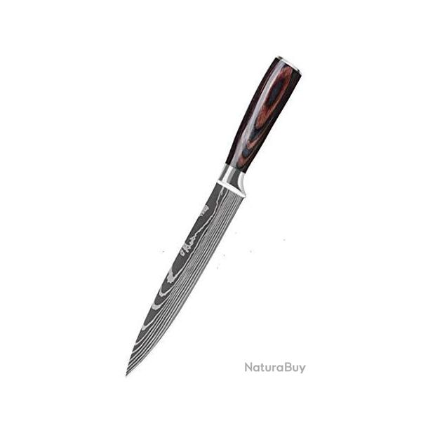 Couteau de Cuisine Professionnel Japonais Damas Utilitaire Lame 13cm Acier Carbone Inoxydable
