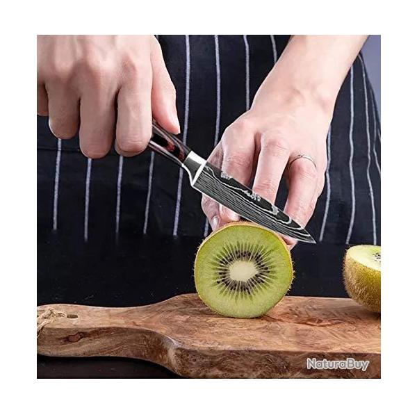 Couteau de Cuisine Professionnel Japonais Damas Office Lame 8cm Acier Carbone Inoxydable
