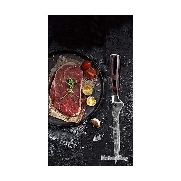 Couteau de Cuisine Professionnel Japonais Damas A Dsosser Lame 15cm Acier Carbone Inoxydable
