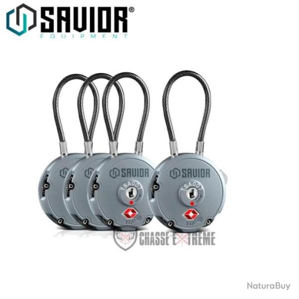 Lot de 4 Cadenas � C�ble (TSA) SAVIOR Gris